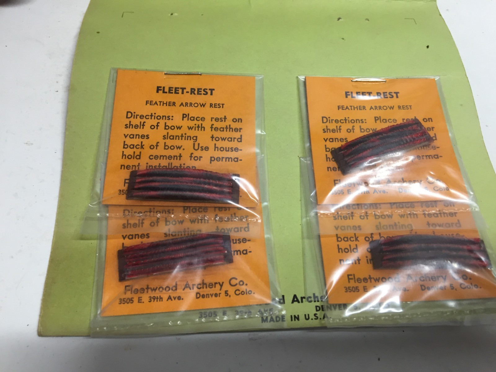 NOS VINTAGE FLEET-REST FEATHER ARROW REST STICK ON ( LOT OF 4 )