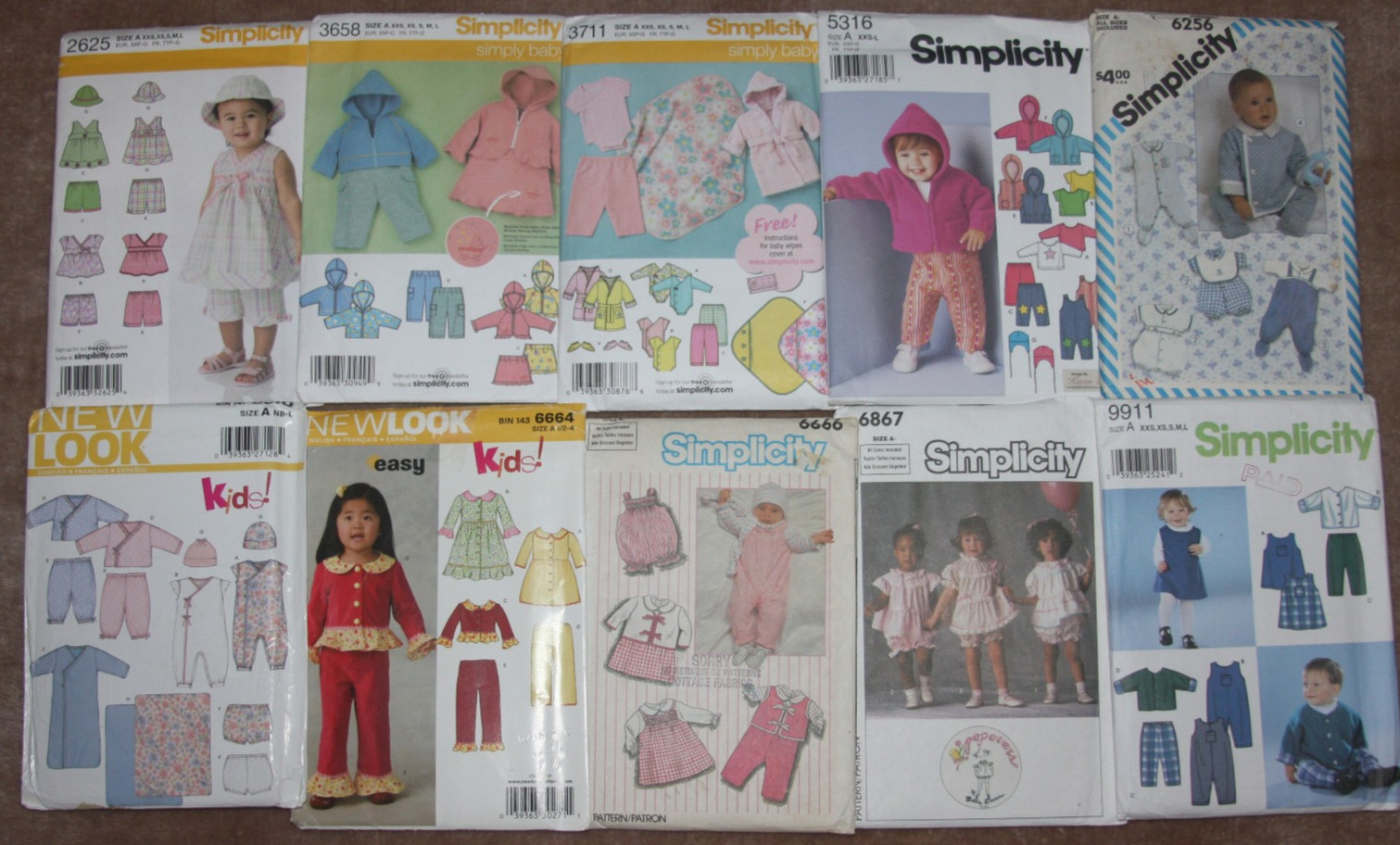 Simplicity - UNCUT Infant, Baby & Toddlers Sewing Patterns You Choose (B