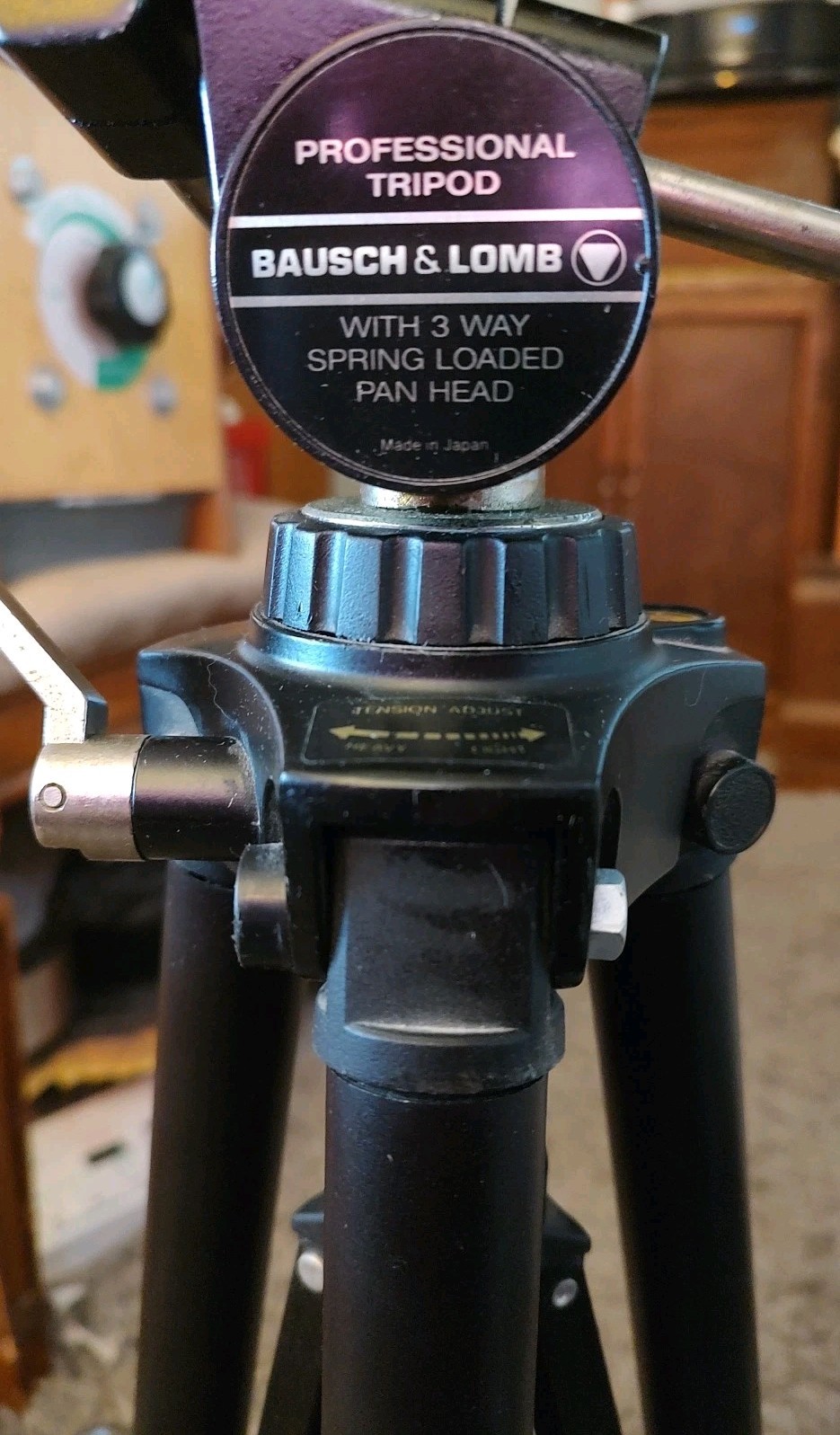 Vintage Bausch & Lomb Professional Tripod with 3-Way Spring Loaded Pan Head