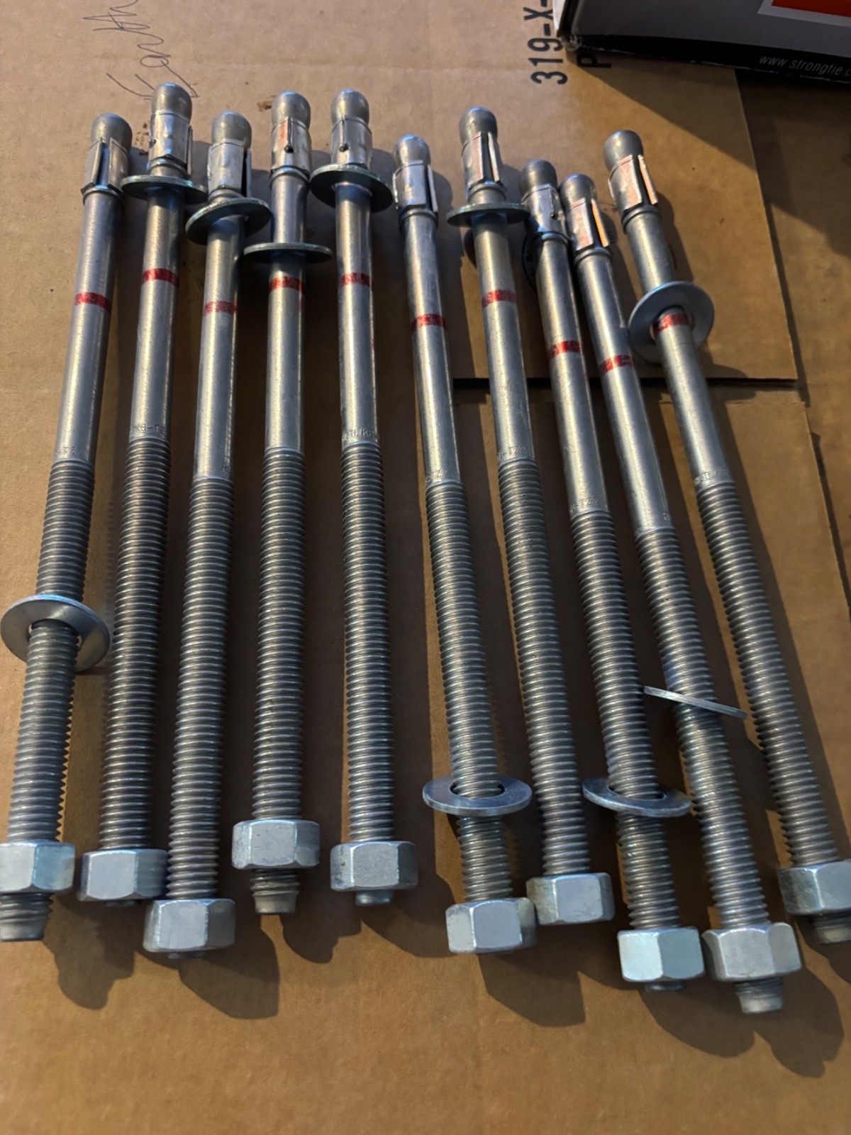 10 pcs lot 1/2"-13 x 10" Zinc Plated Steel Coarse Thread Concrete Wedge Anchors