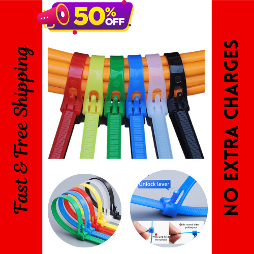 20PCS Reusable Cable Zip Ties Adjustable Nylon 200-450mm (No Extra Charges)