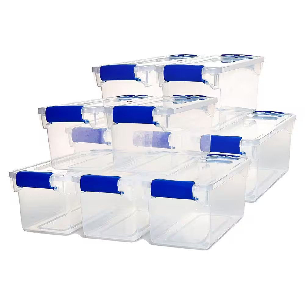 7.5 Qt. Secure Latching Plastic Stackable Storage Container in Clear, 10-Pack