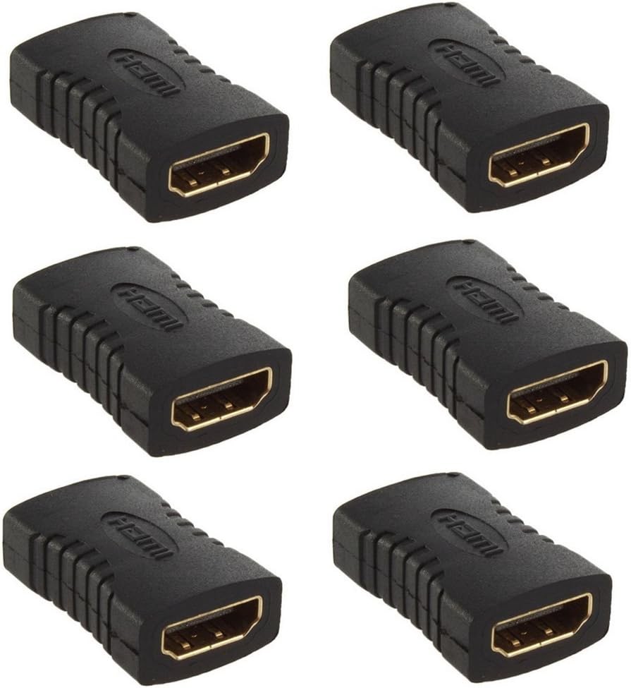 HDMI Female to Coupler Connector Pack 6pcs Adapter Extender black