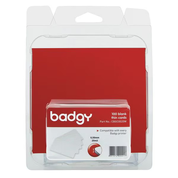 Badgy Blank ID Cards,20 mil CBGC0020W Badgy CBGC0020W 814018010193 PVC White