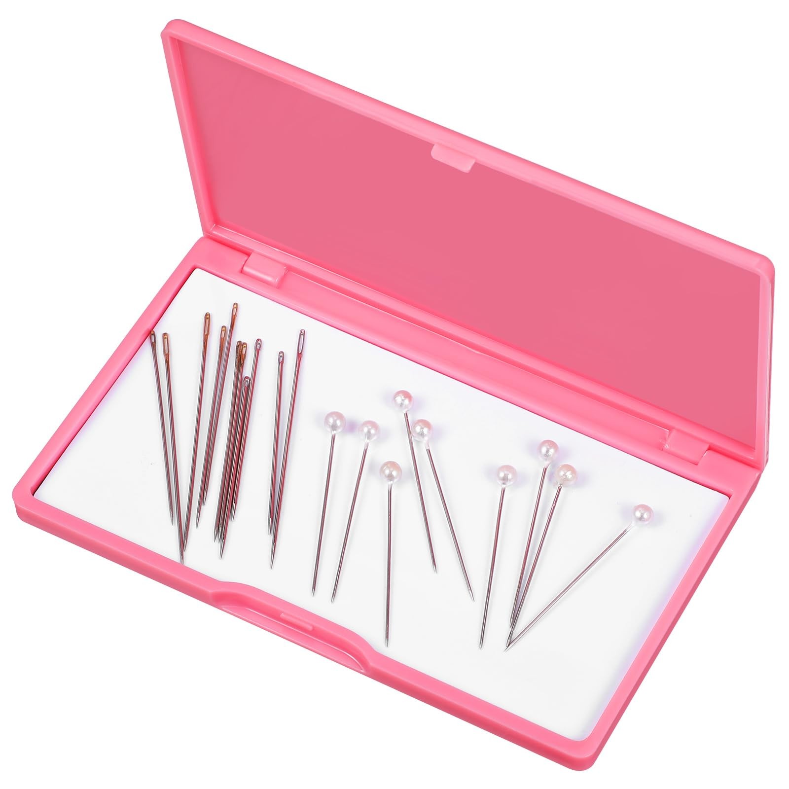 Magnetic Needles Case: 4.3' Portable Hand Sewing Needle Case 11X6.6cm, Pink