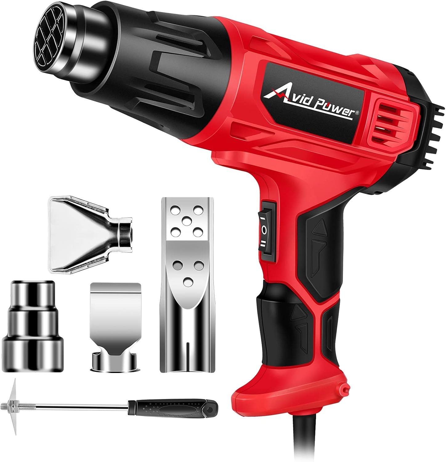 AVID POWER 1500W Heat Gun Variable Speed 122-1022°F 3-Temp 5 Nozzles