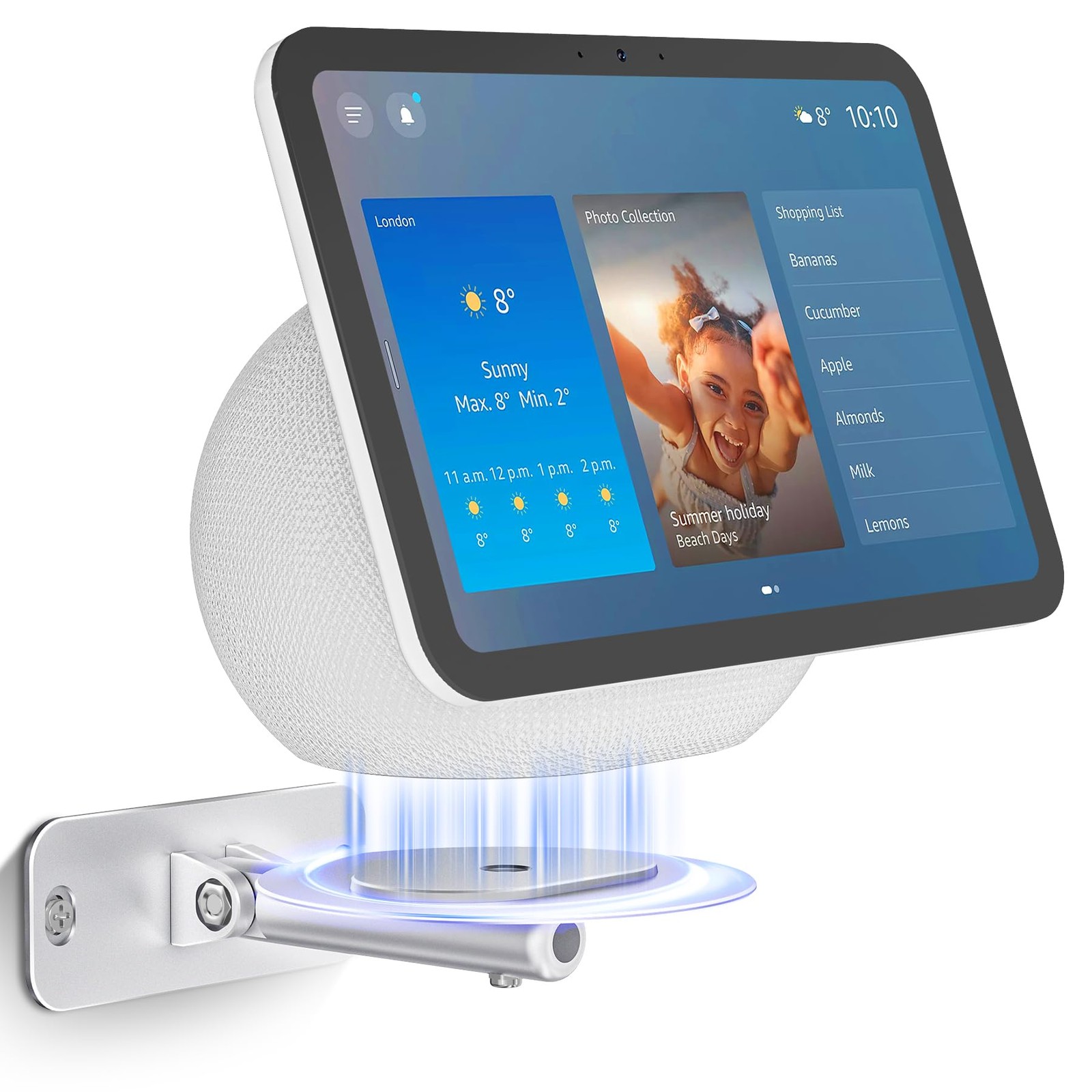 Wall Mount for Echo Show 11 & 8 - Aluminum Adjustable Bracket with Cable