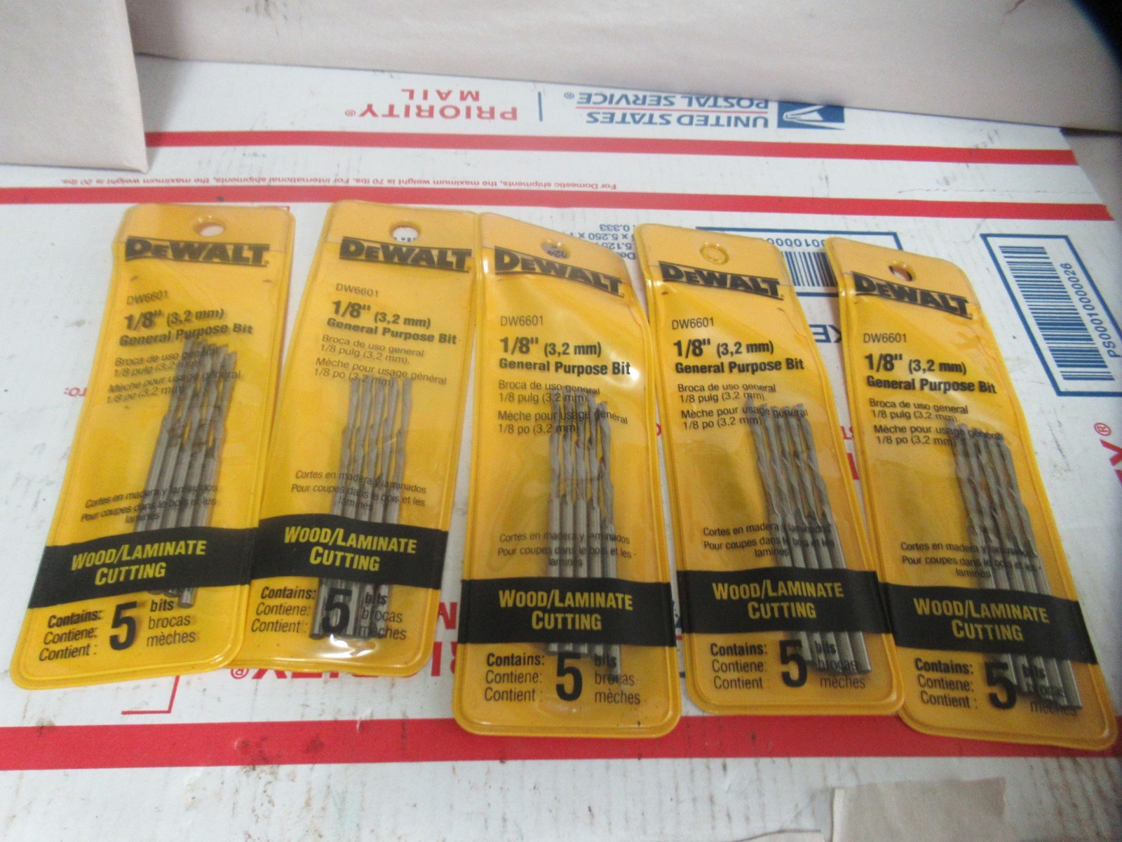 5 PACKS Dewalt DW6601 1/8" Wood / Laminate Cutting General Purpose Bits 5 INPack