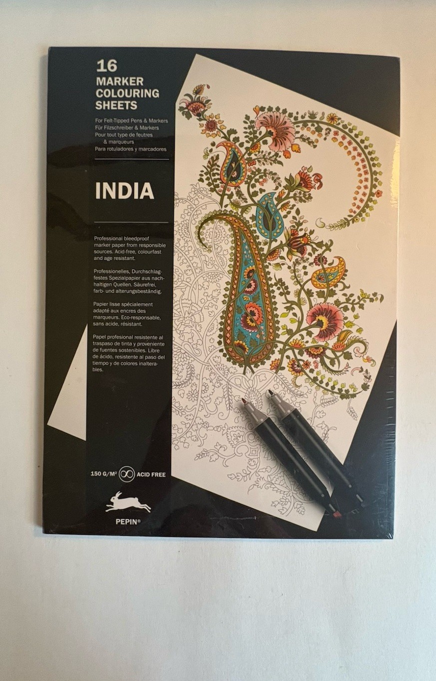 New/Sealed INDIA 16 Marker Colouring Sheets Pepin Felt Tip Pens/Markers
