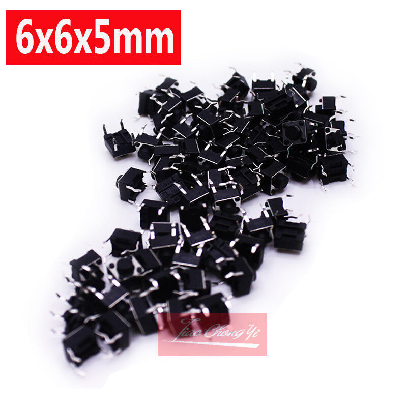 1000 Pcs 6x6x5mm DIP 4 Pin Momentary Push Button Tactile Tact Switches