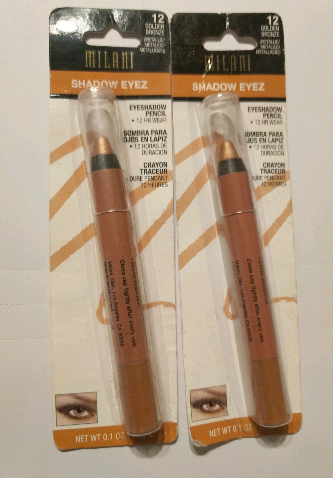 Milani shadow eyez pencil#12 golden bronze. lot of 2 new,sealed.