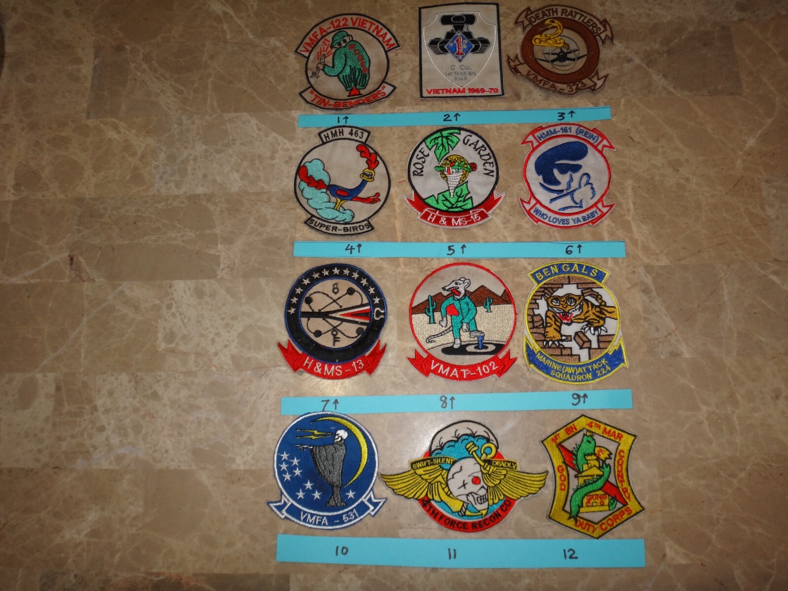12 Vietnam War  USMC Marine Patches @ $12/each patch