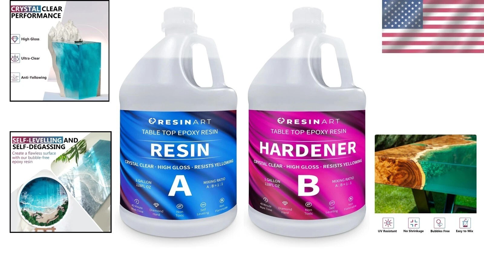 High Gloss Epoxy Resin – Versatile 2 Gallon Craft Kit for Professional Artists