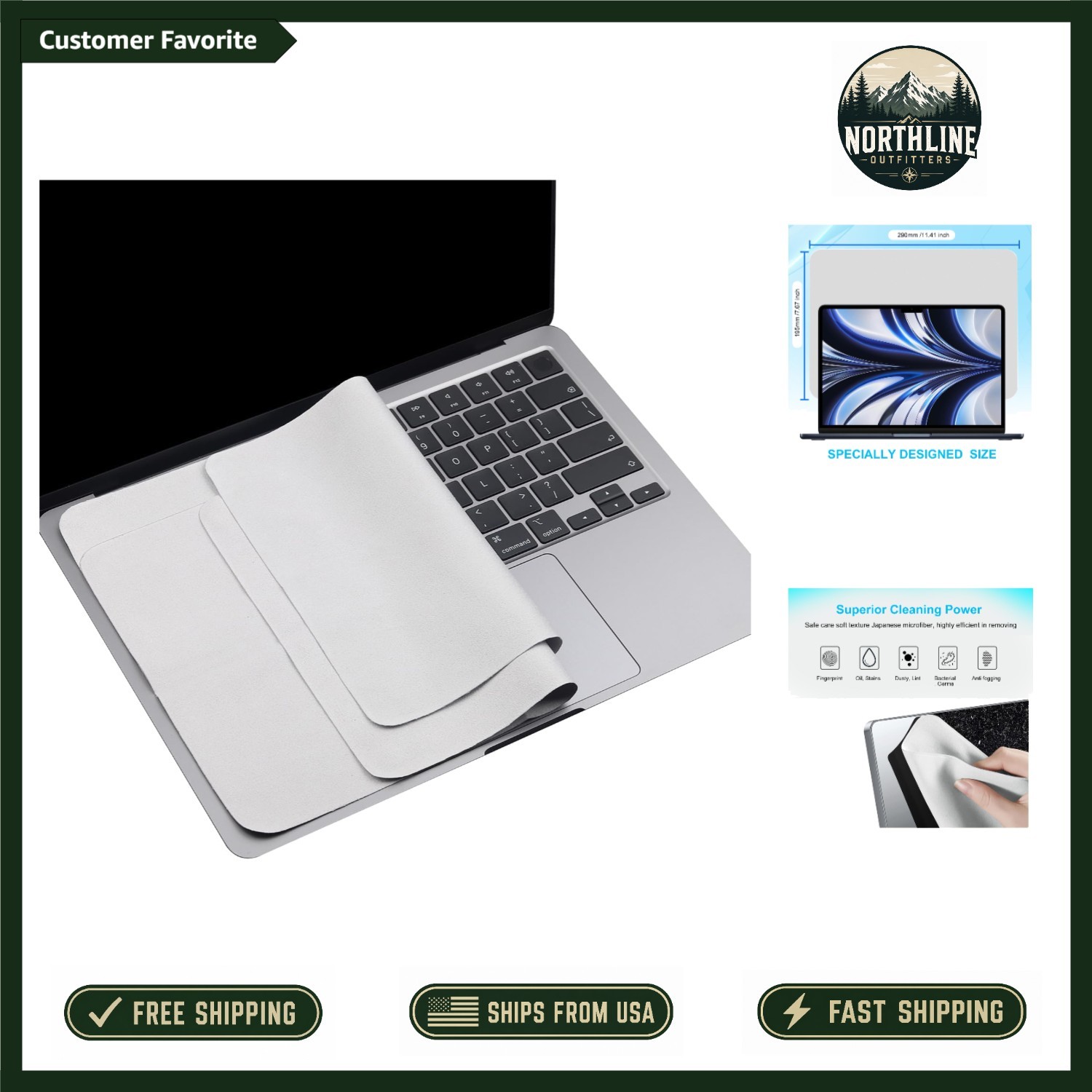 2 Pack  Microfiber Cleaning Cloths for MacBook 13'' and 14'' Protection