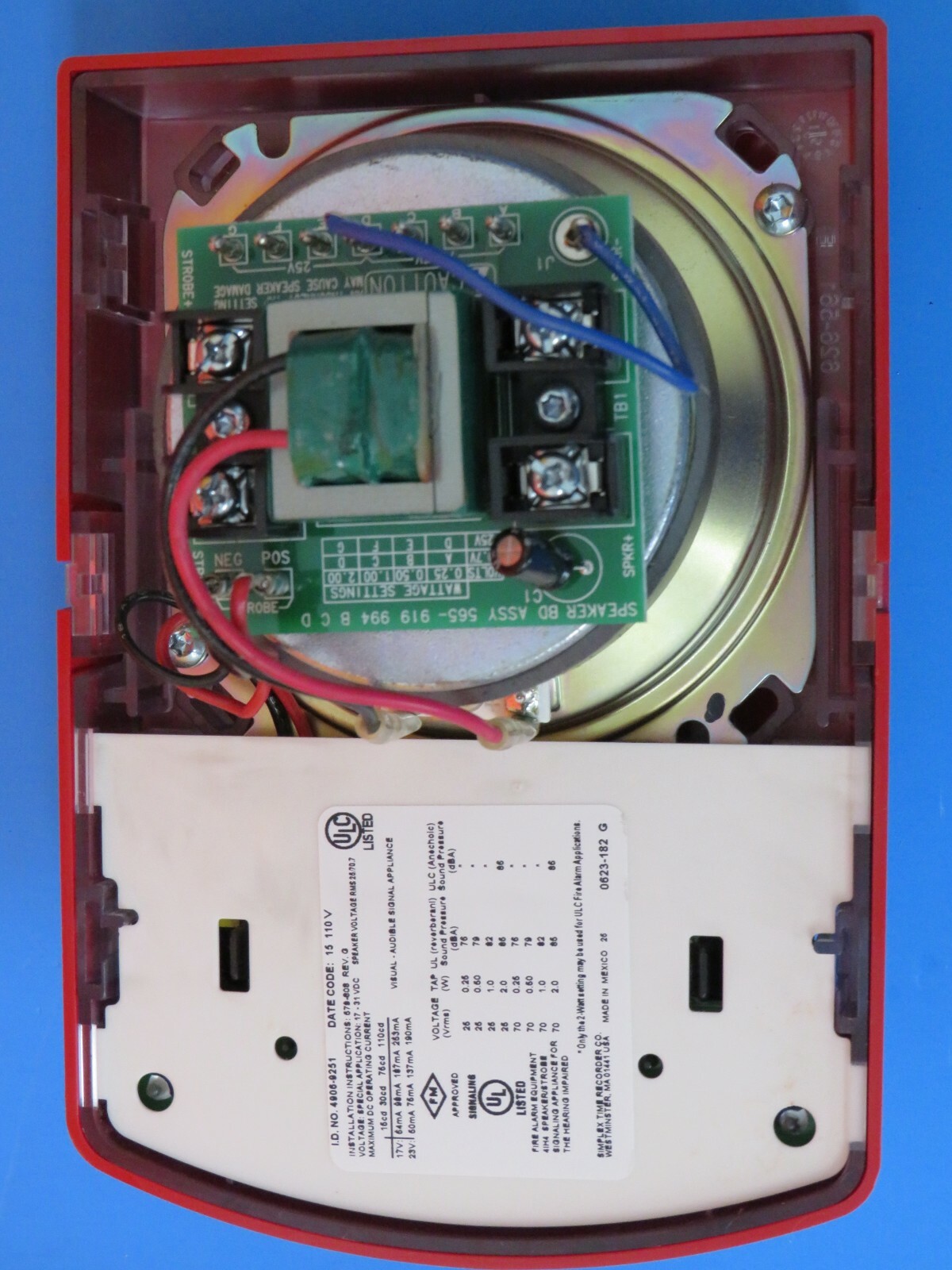 SIMPLEX 4906-9251 ADDRESSABLE SPEAKER STROBE INCLUDES 4905-9946 SKIRT 200 AVAL