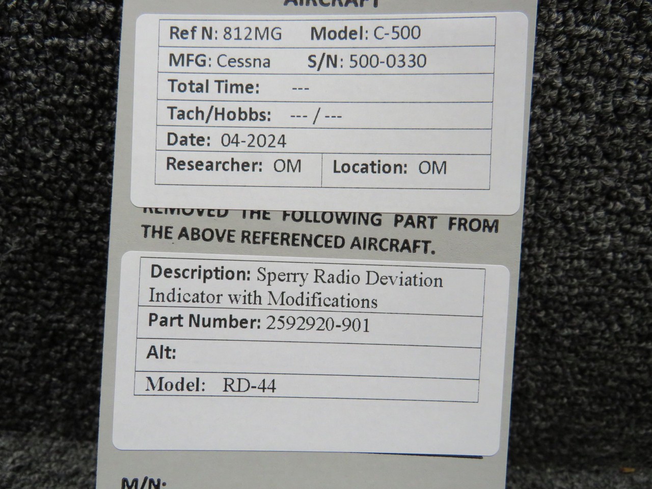 2592920-901 Sperry RD-44 Radio Deviation Indicator with Modifications