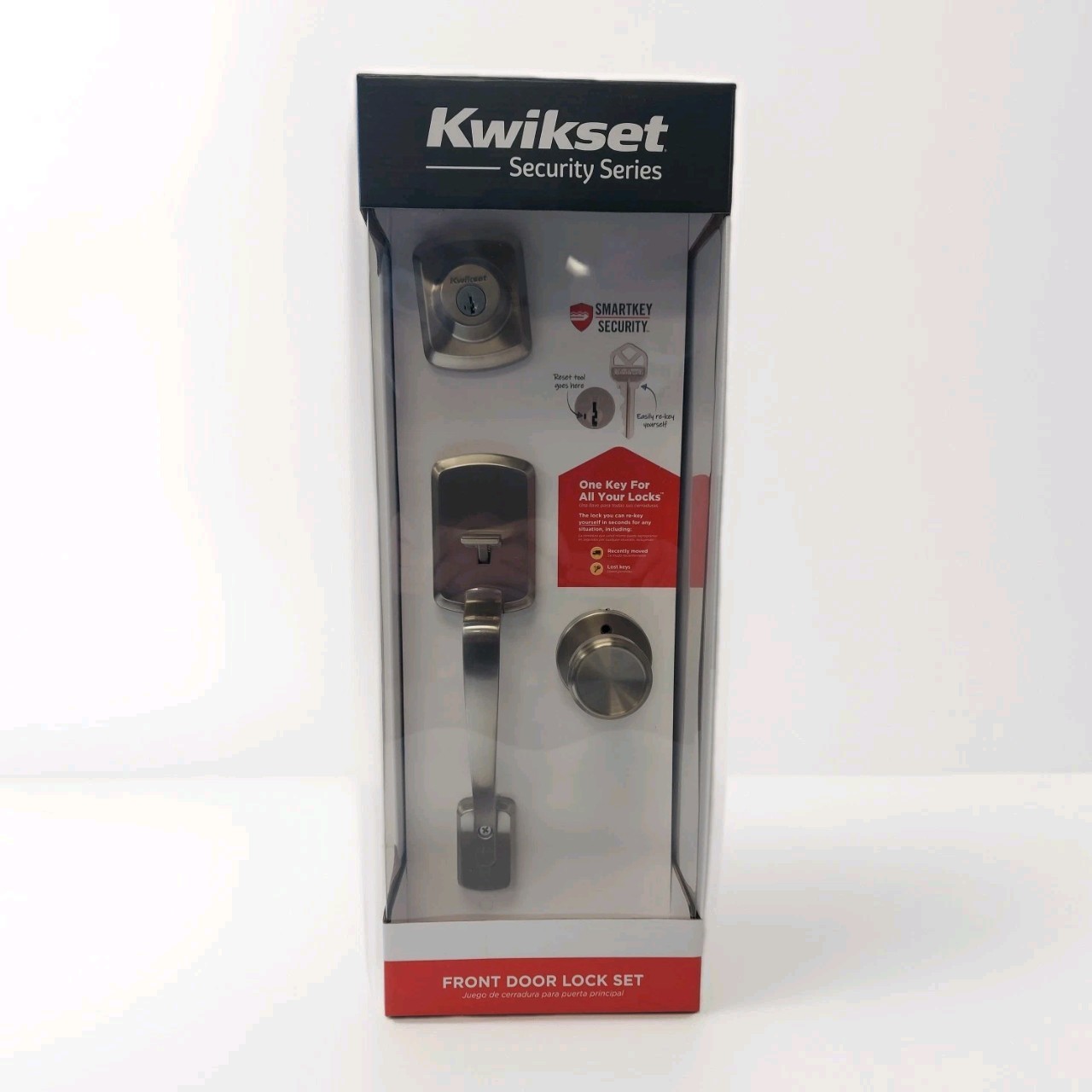 Kwikset Henley Entry Door Handleset W/ Deadbolt & Knob Satin Nickel 96870-185