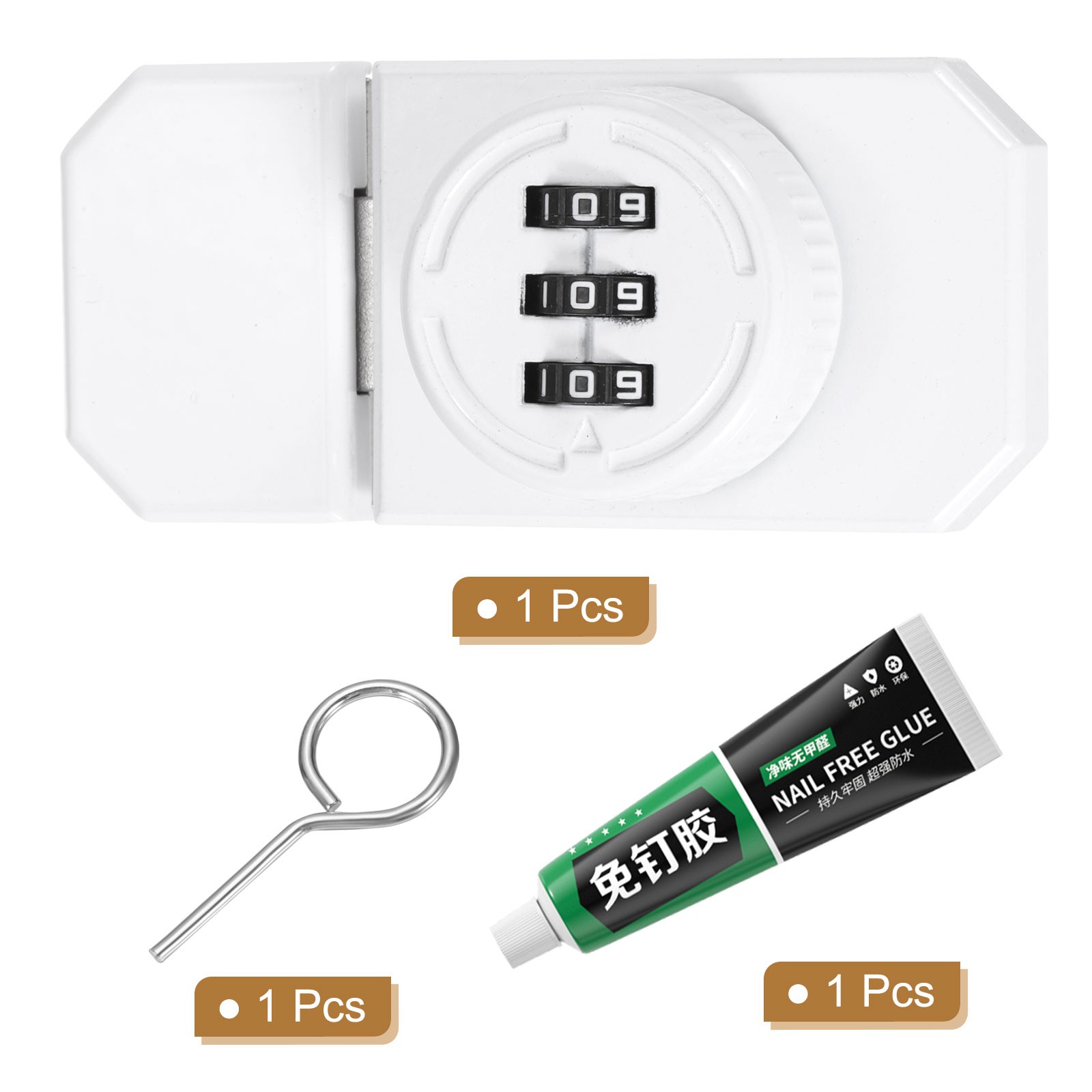 Adhesive Combination Cabinet Latch Keyless Password Lock with Glue White