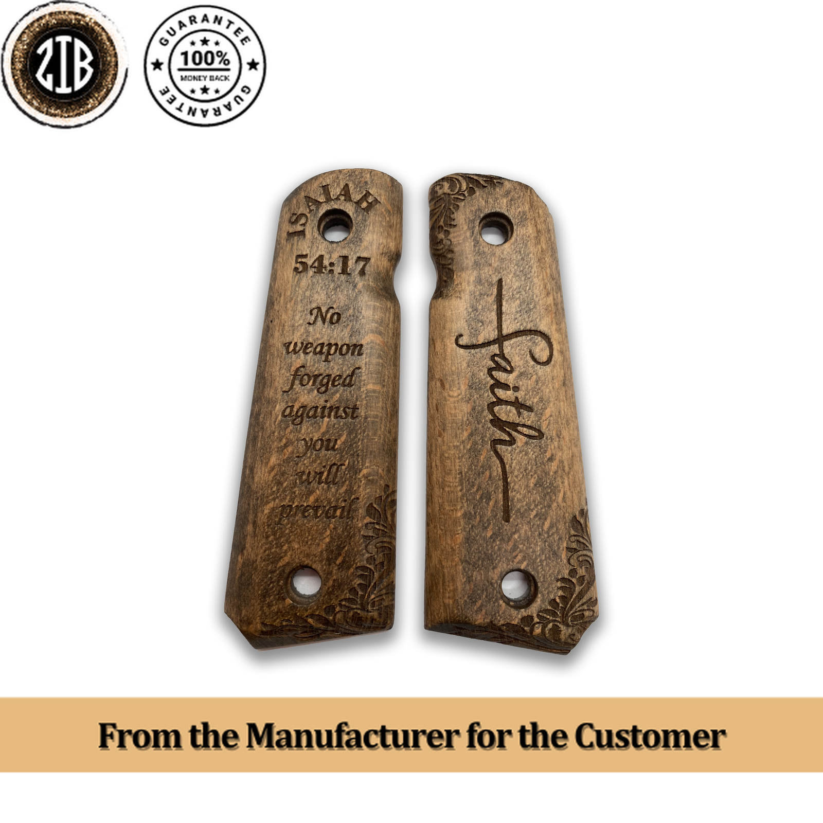 ZIB GRIPS Colt 1911 Grips Full Size 1911 (Government/Commander) ISAIAH 54-17 No3