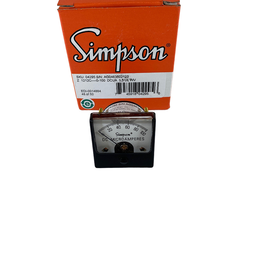 Simpson 04295 Wide-Vue Analog Panel Meter DC Microamperes -