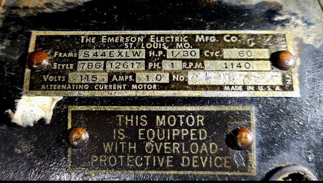 Jukebox Motor Emerson Frame S44EXLW Style 786 12617