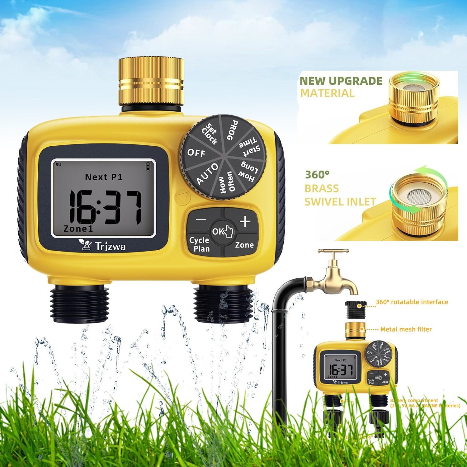 Programmable Water Hose Sprinkler Timer 2 Zone Garden Drip Irrigation Timer