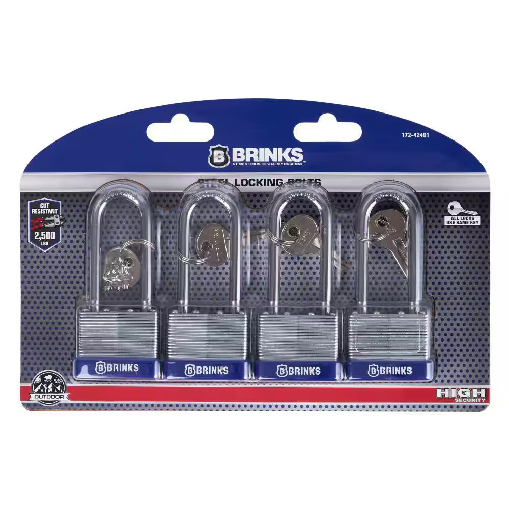 2-1/4 In. (40 Mm) Laminated Steel Keyed Padlock (4-Pack)