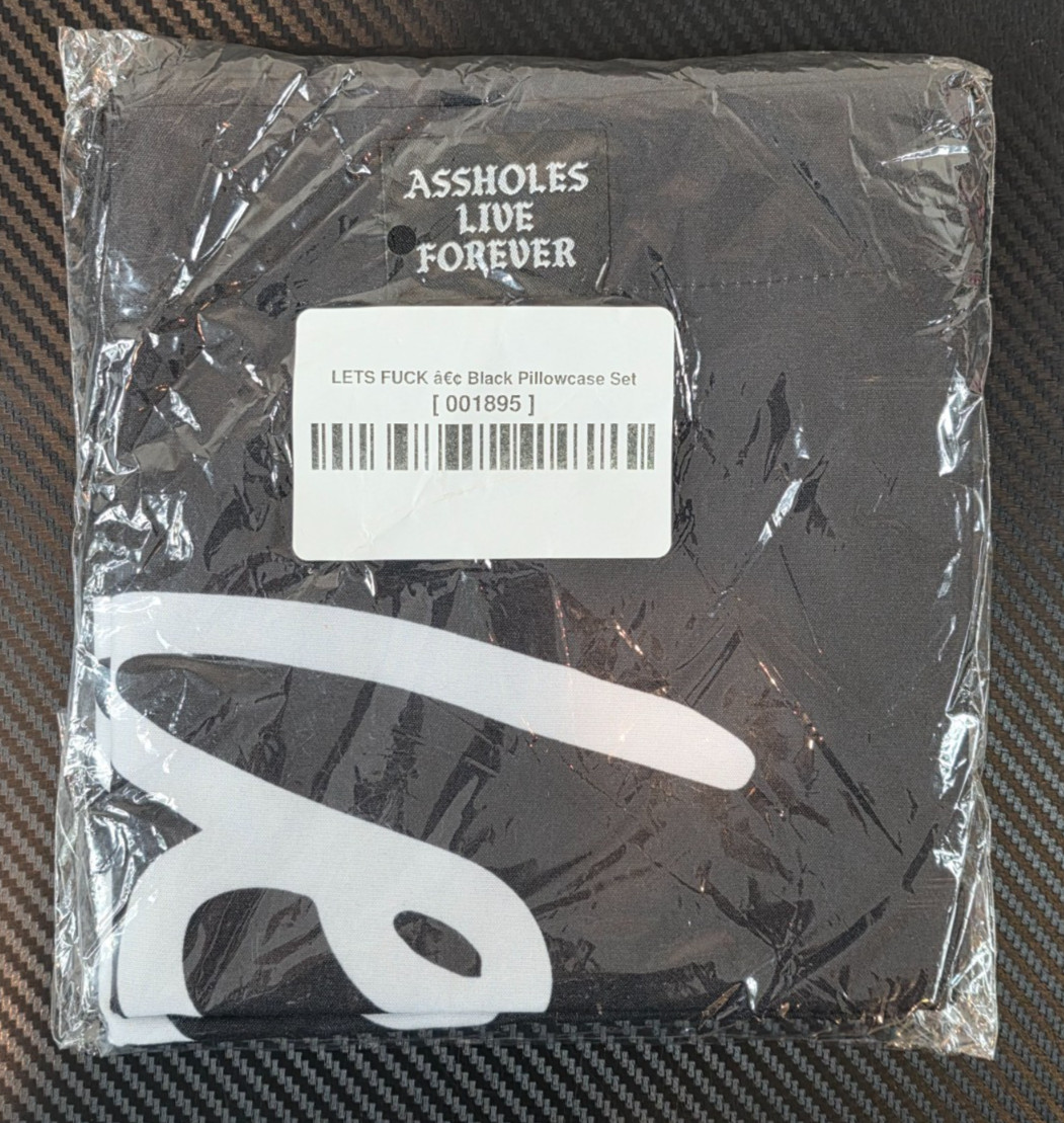 A******s Live Forever Lets F*** Lets Sleep Black Pillowcase Set