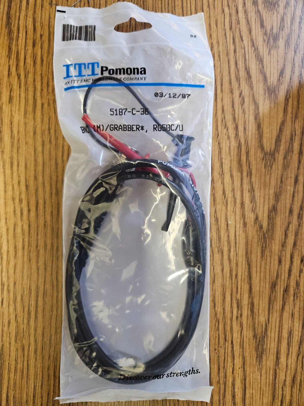 Pomona 5187-C-36  BNC (M) to Mini-Grabber Test Clips  RG58 Coaxial Cable