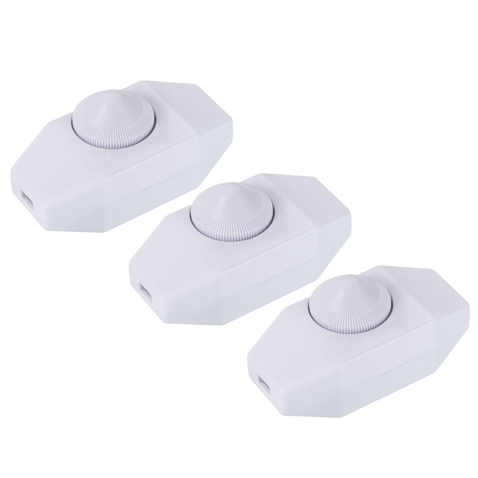 3pcs Rotary Cord Switch AC 110V 100W Slide Control Welding Lamp Dimmer White