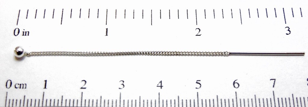 CLEARANCE ~925 Sterling SILVER EAR THREAD 3" Chain ~ Threaders~ Ball End Dangles