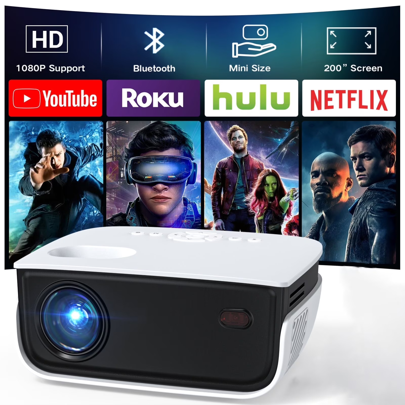 🔥TOPVISION 1080P Mini Projector with Bluetooth,Keystone Correction, 240 inch🔥