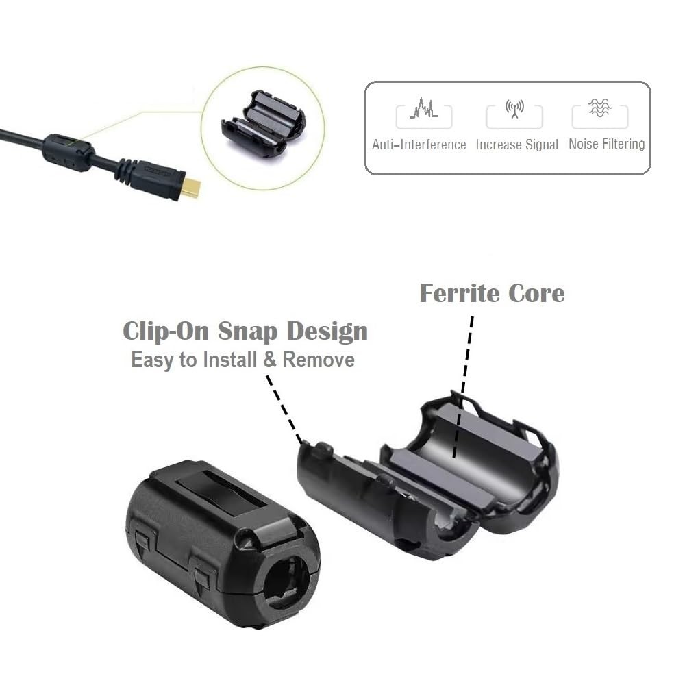Clip-on Noise Filter,[10pcs 9.0mm] Anti-Interference High-Frequency Ferrite C...