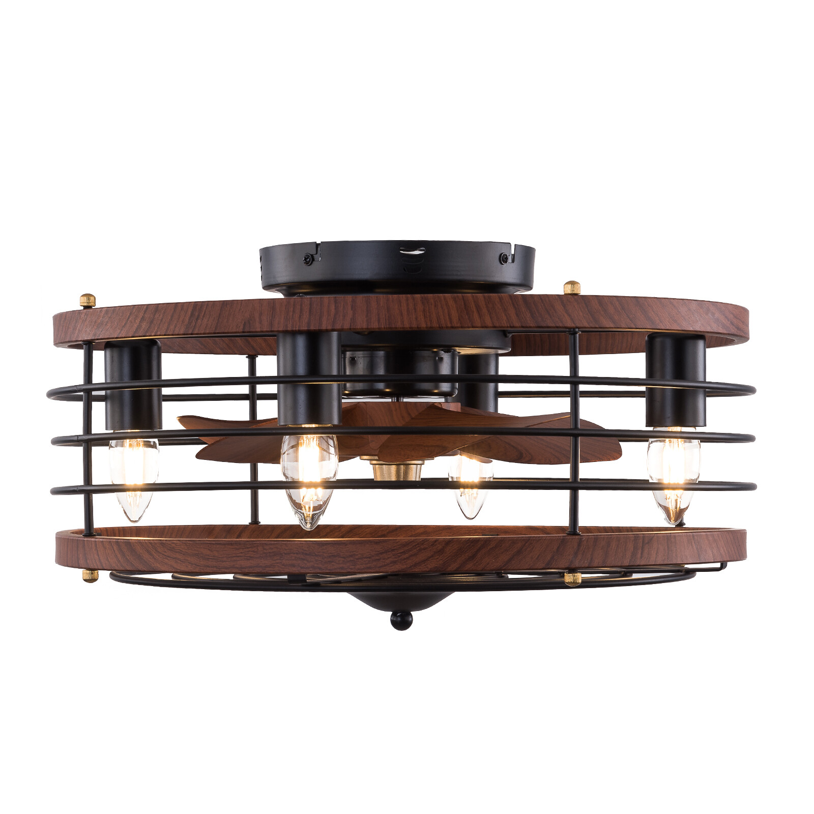 6-Gears Ceiling Fan Light E26 Ceiling Light Round Caged Ceiling Fan W/ Light 40W