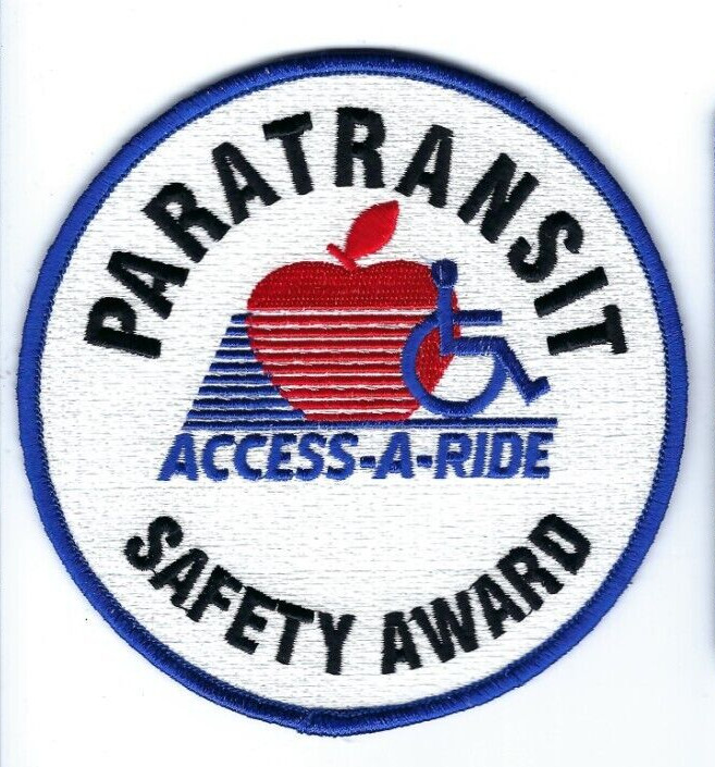 Access-A-Ride New York City NY Paratransit Safety Award 4.5" patch - NEW!