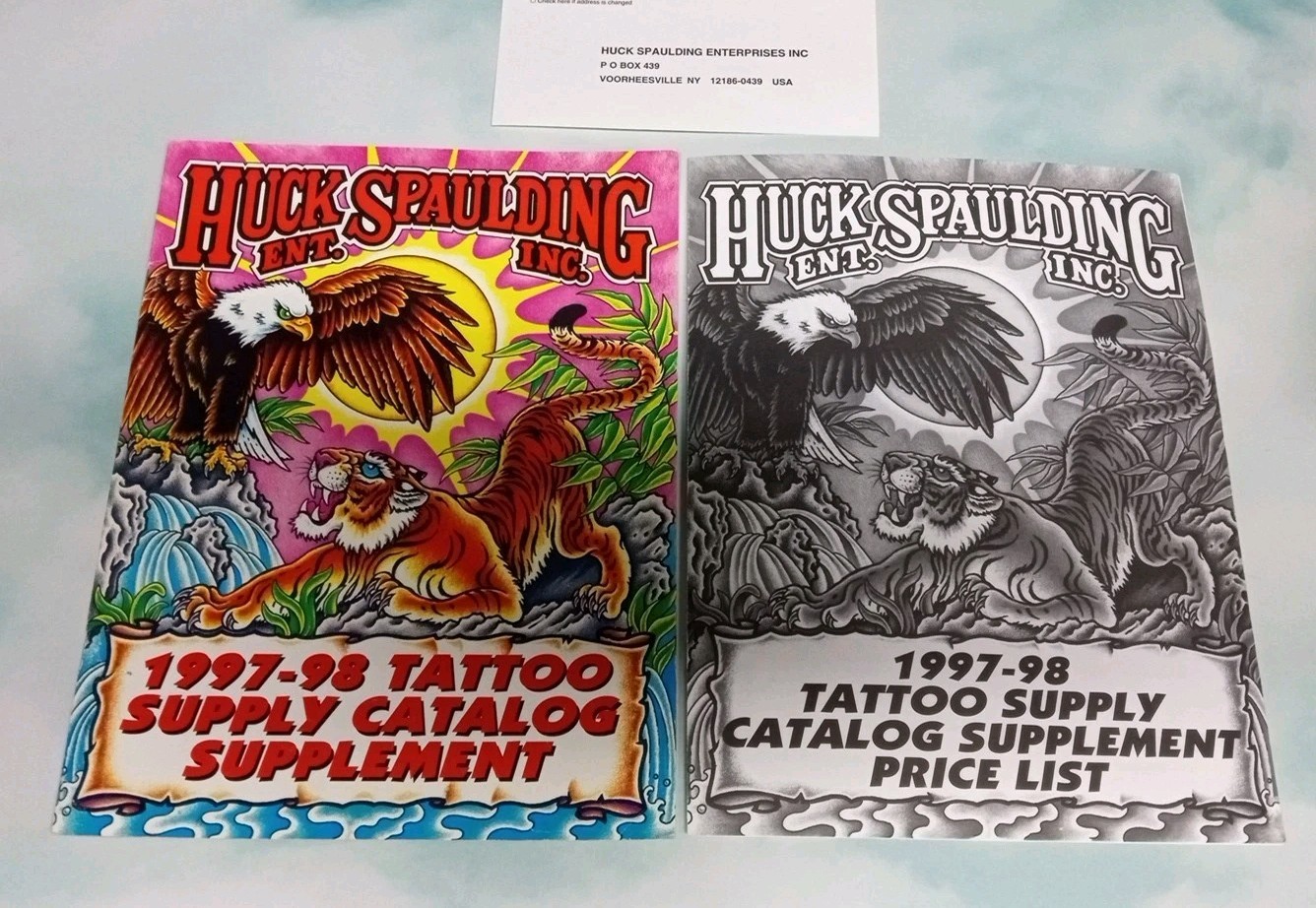 HUCK SPAULDING  ENT. INC. 1997-98 TATTOO SUPPLY CATALOG SUPPLEMENT W/ PRICE LIST