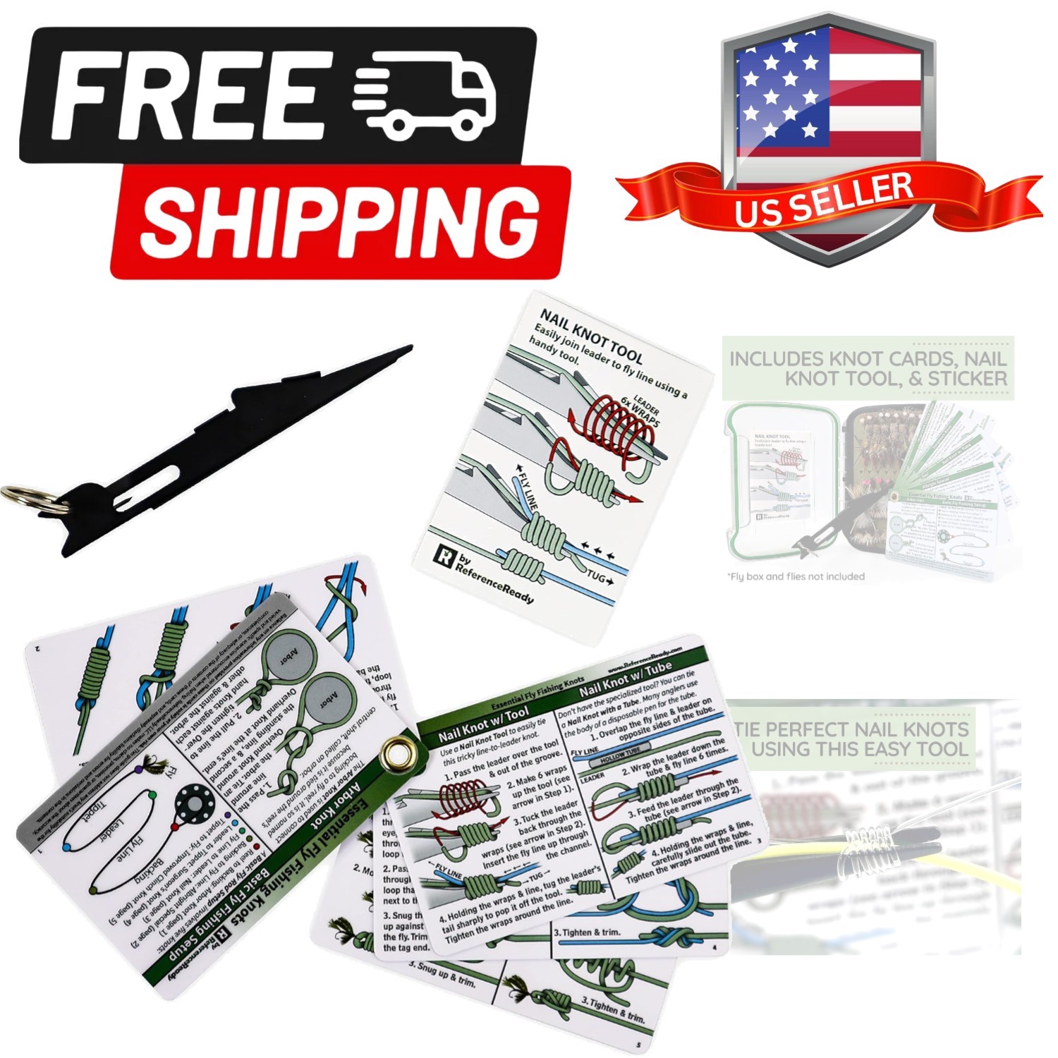 Fishing Nail Knot Tying Tool Combo - Angler's Accessories Kit with Waterproof...