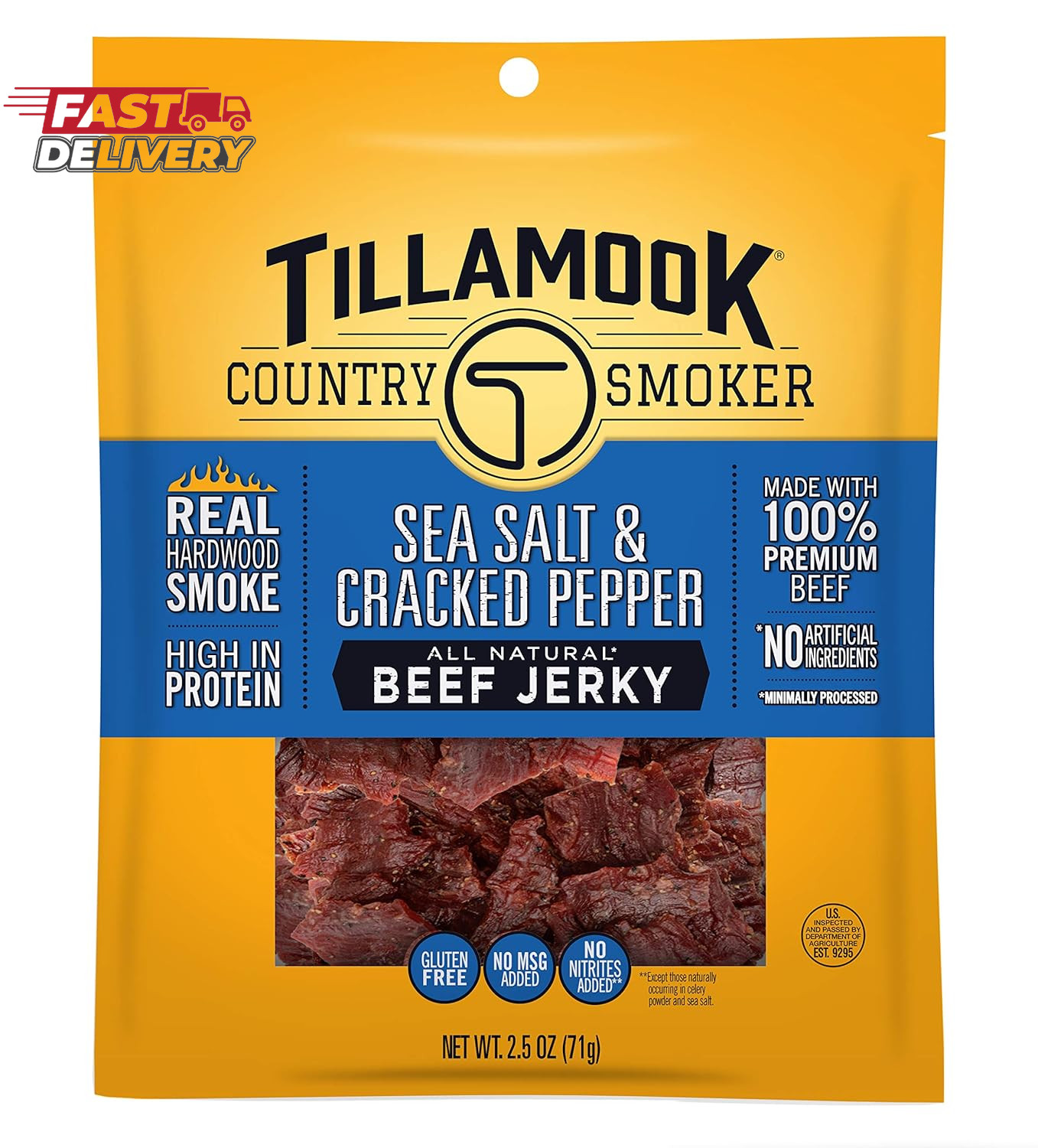 Tillamook Country Smoker Real Hardwood Smoked Beef Jerky, Sea Salt & Cracked Pep