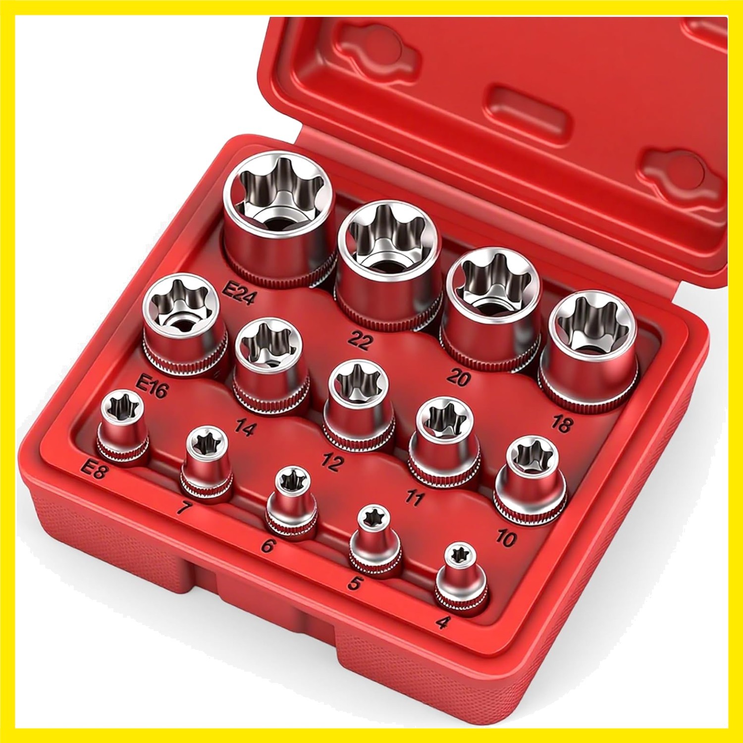 14-Piece E-TORX Socket Set -  Female Torx Socket Set, Ultimate Torque Star So...