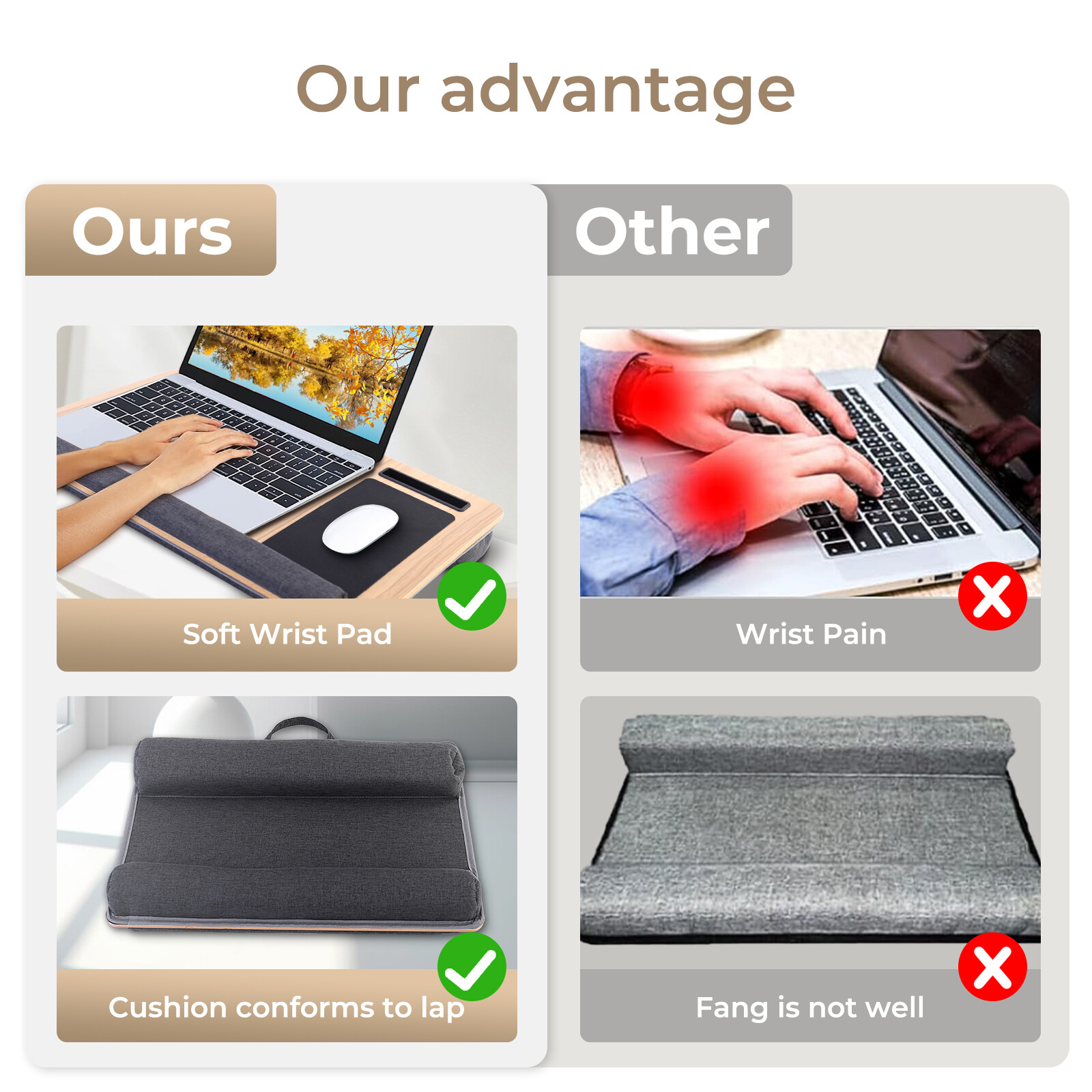Portable Laptop Desk Table Tray Lap Computer Support Cushion Bed Pillow Cushion