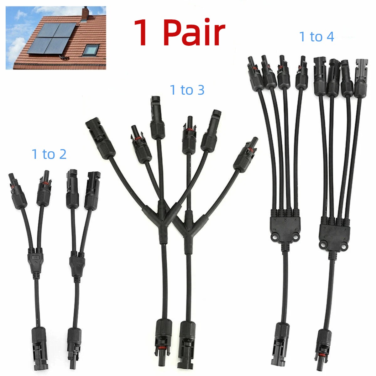 Solar Panel Y Branch Cable Connection Waterproof Adapter Connector Extension