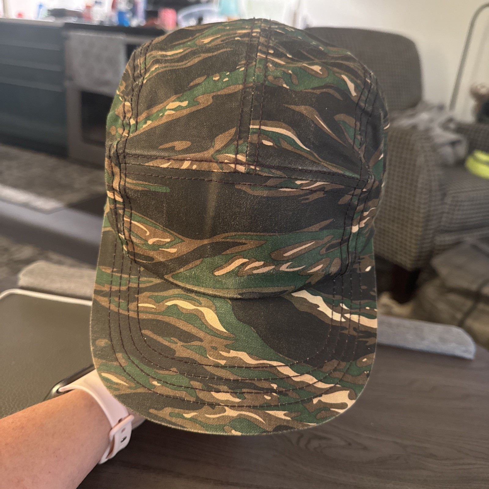 Camouflage Browns Green 5 Panel Hat Cap Snapback Underbill Fluorescent Orange