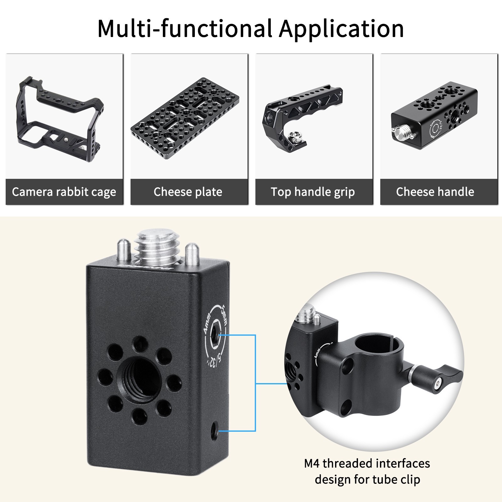 CNC Multi-Function Camera Cheese Handle Cheese Grip Extension Bar for Camera Cag