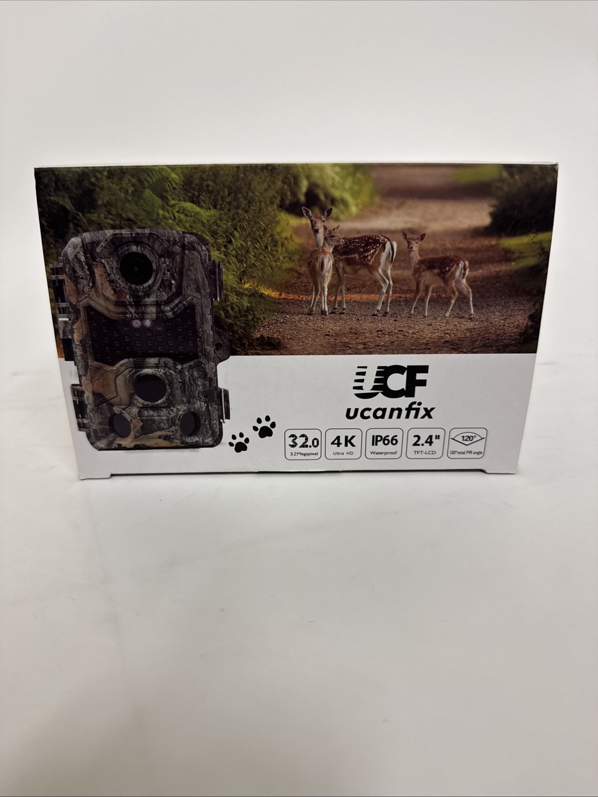 (Open Box) Trail Camera 4K 32MP, Wildlife Camera 120° PIR Angle, IP66 Waterproof