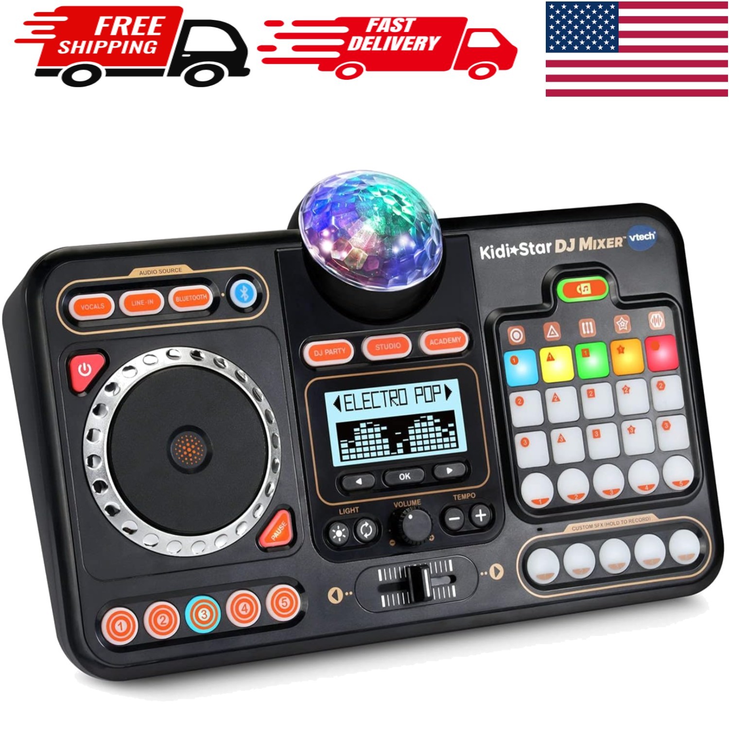 Kidi Star DJ Mixer - Compact 2-Channel Mixer with Light Effects for Parties