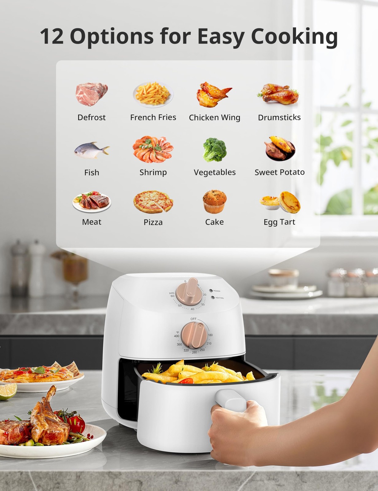COMFEE' Compact 2.1 Quart Air Fryer with 12 Menu Options, Adjustable Timer & ...