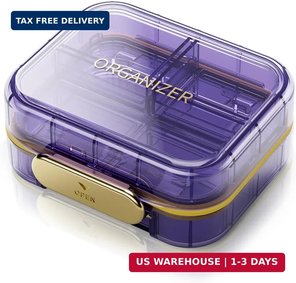 Portable Travel Pill Organizer with 7 Compartments - Perfect Weekly Pill Case Wa