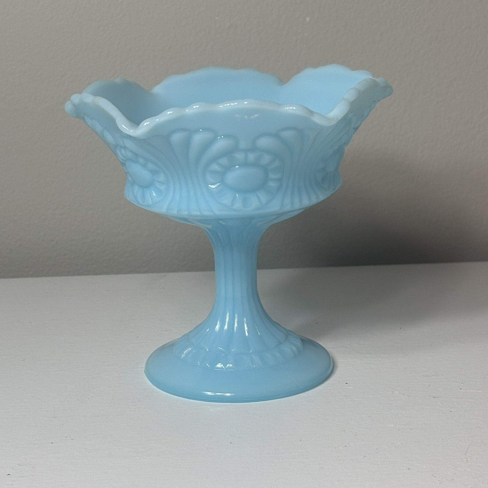 Fenton Blue Scroll and Eye Compote