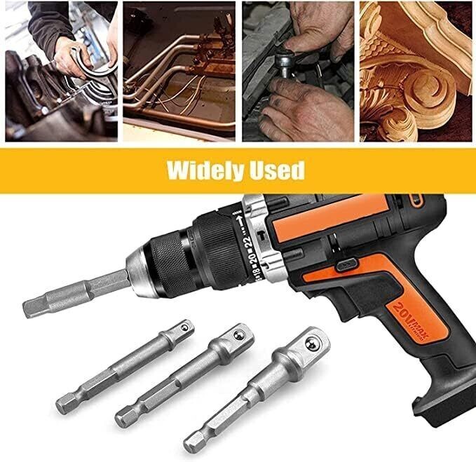 Impact Grade Socket Adapter/Extension Set Turns Power Drill Into High Speed N...