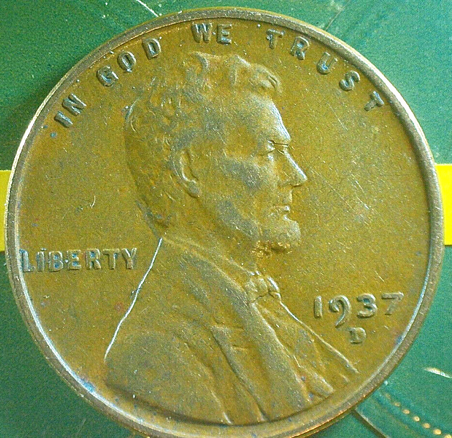 WORLD COIN  SALE--1937 D  UNITED STATES ONE CENT  WHEATBACK COPPER COIN KM# A132